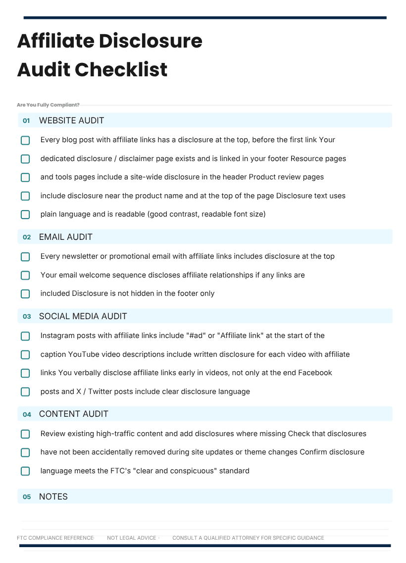 Affiliate Disclosure Audit Checklist