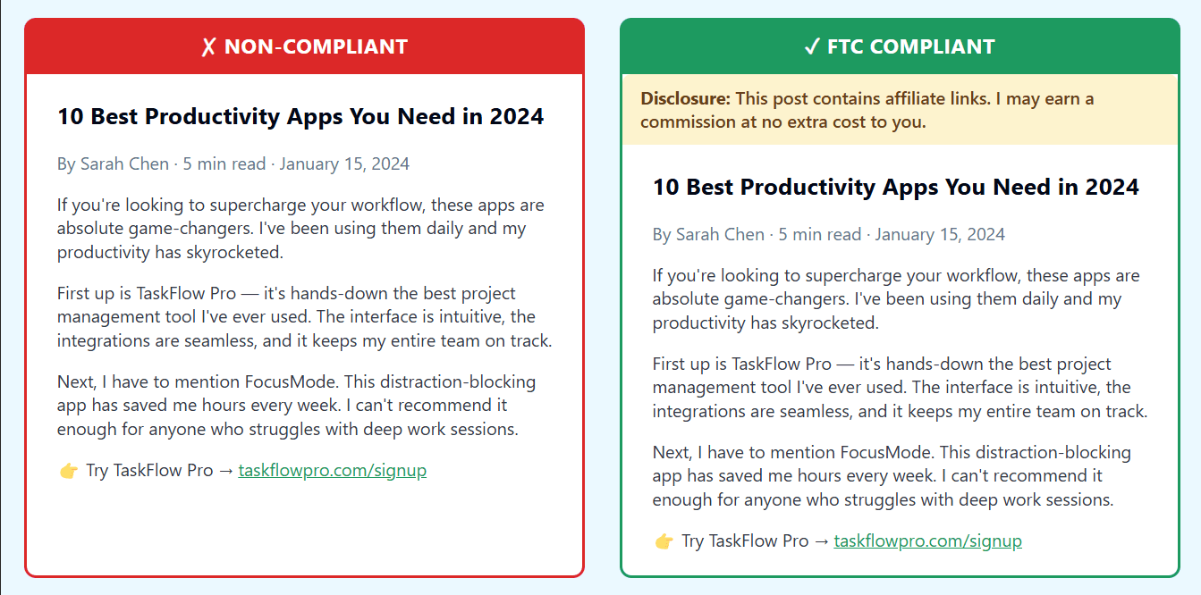 Compliant and Non-Compliant Blog Post