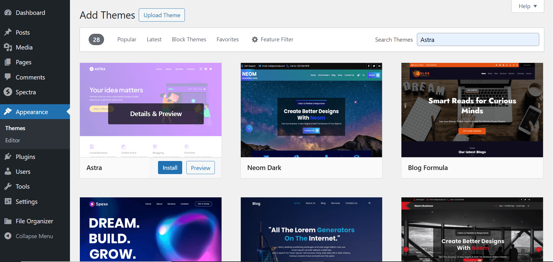 WordPress Theme Directory Page