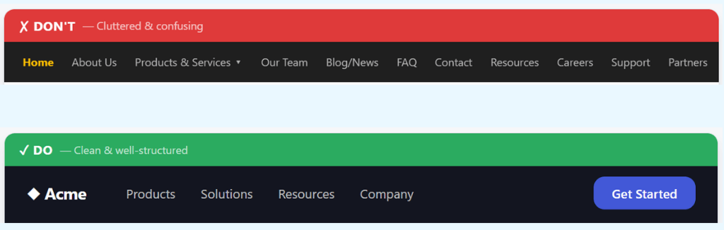Cluttered Vs Clean Navigation Menu