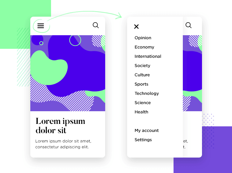 Mobile Phone Hamburger Menu