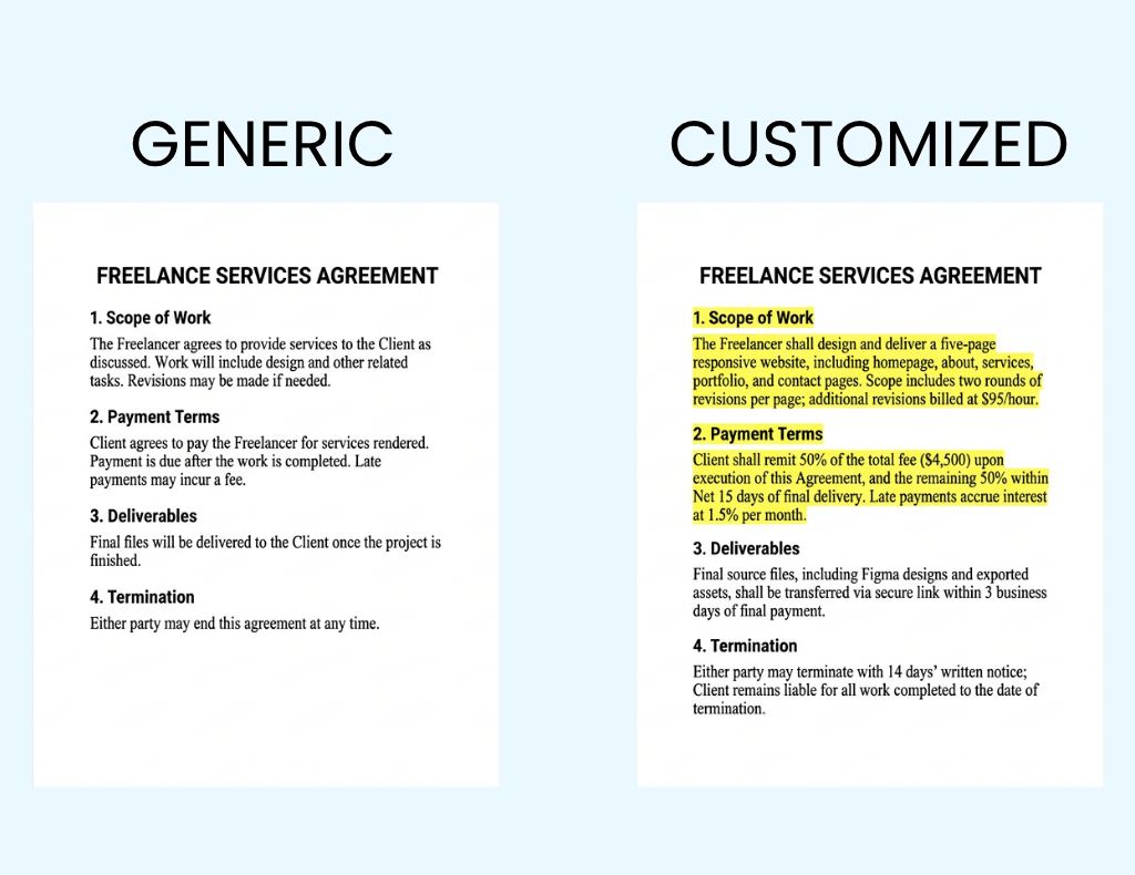 Generic vs Customized Contract Template