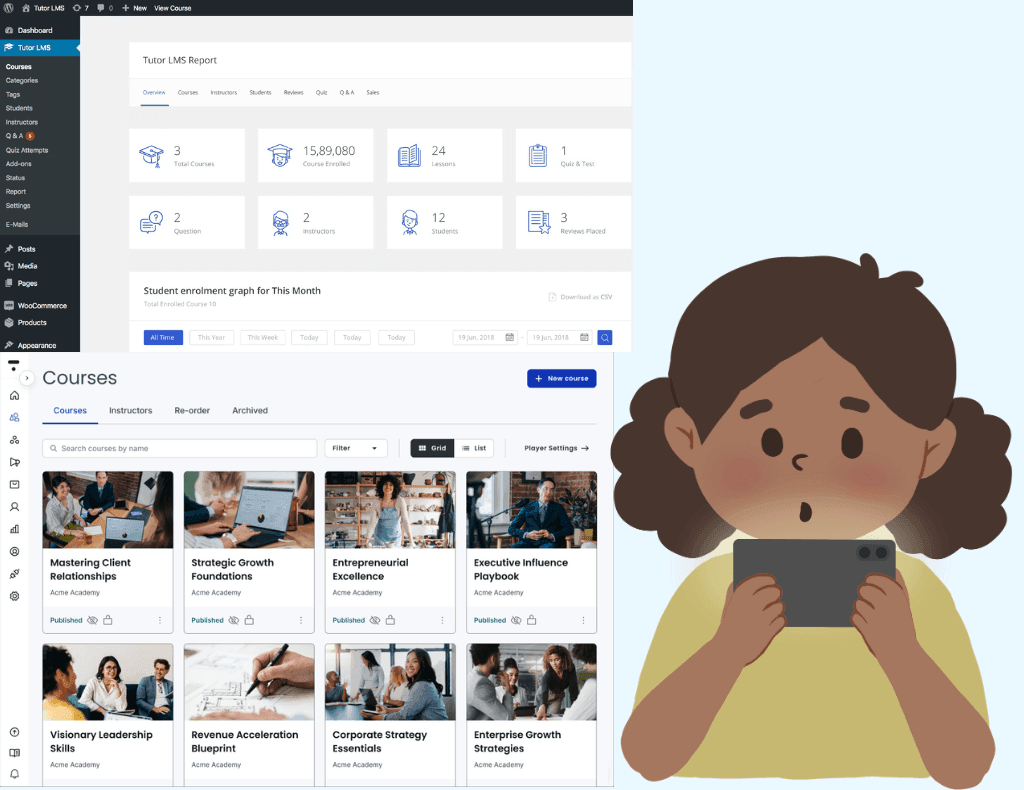 Course Platforms for WordPress: Teach and Sell Online Online Course Dashboard