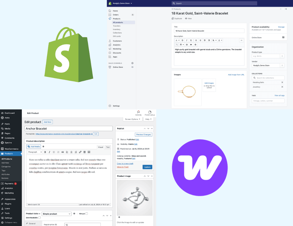 WooCommerce vs Shopify: Which E-commerce Platform Is Right for You? WooCommerce and Shopify Product Page in WordPress Admin