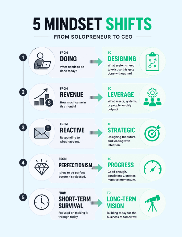 From Solopreneur to CEO: Mindset Shifts for Growth The Five Mindset Shifts