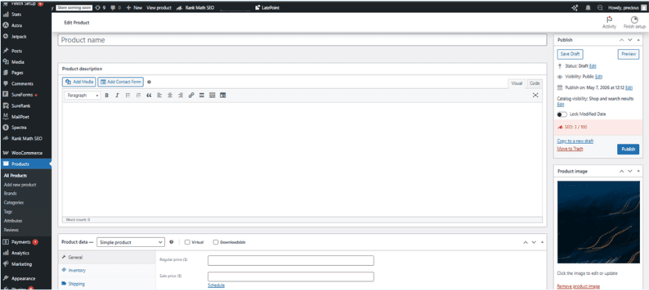 WooCommerce Setup Guide: Build Your Online Store Step by Step woocommerce product editor with product settings
