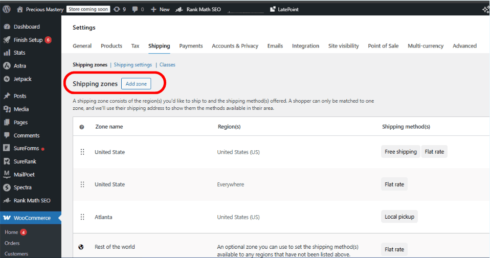 WooCommerce Setup Guide: Build Your Online Store Step by Step woocommerce shipping dashboard with zone settings