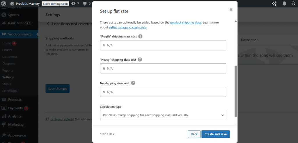 woocommerce flat rate shipping with heavy items and fragile classes